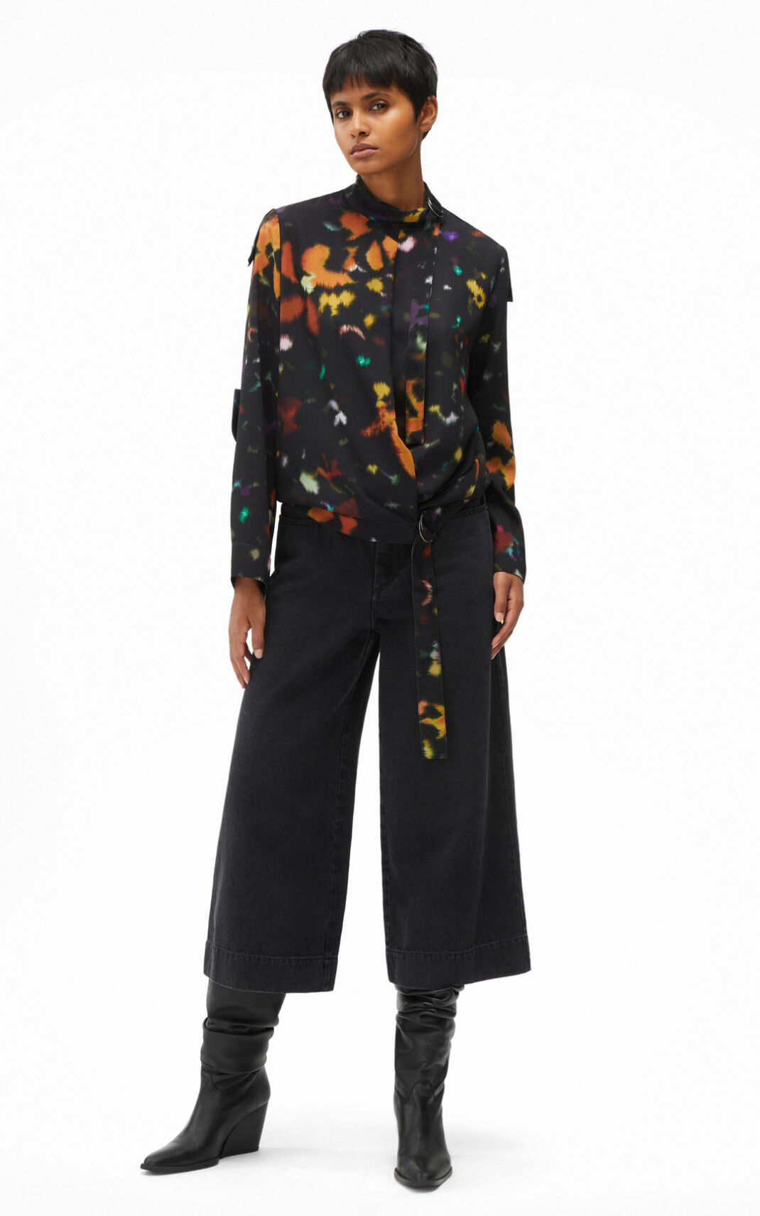 Camisas Kenzo Abstract Floral wrap Feminino - Pretas | 650RIQJMA